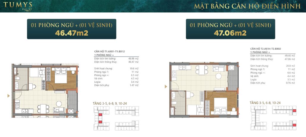 Căn hộ 1 phòng ngủ